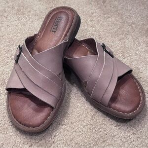 Born Mauve Cross-Strap Slide Sandals